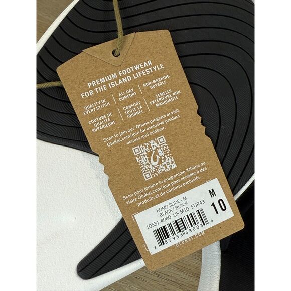 OluKai Komo Slide Sandals Black Men’s Size 10 Non-Marking Sole New - Picture 8 of 8